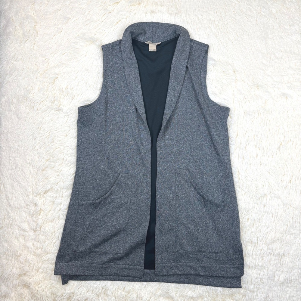 NWOT Duluth Trading Co Vest Womens L Grey Collar Open Front Layering Utility